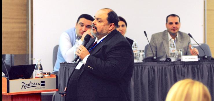 Columbia University Professor Francisco Rivera-Batiz presents during the conference’s education panel