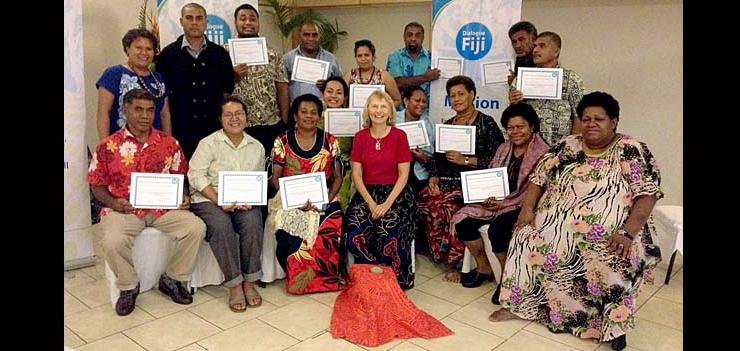 Mediators and dialogue facilitators from various parts of Fiji attended the Training of Trainers Workshop led by Sylvia McMechan