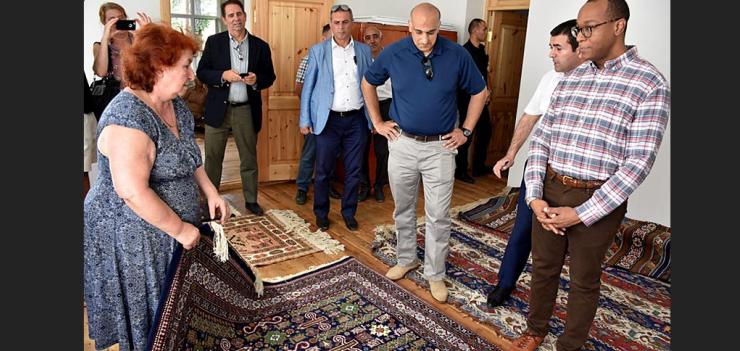 U.S. Chargé d’Affaires and USAID Mission Director at the carpet-weaving workshop in Guba